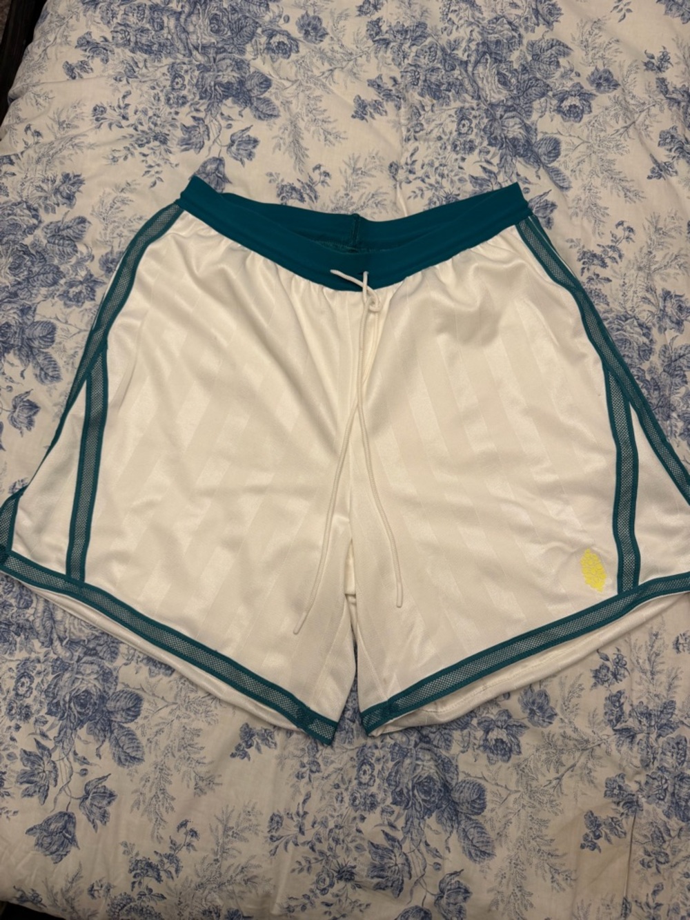 FP Movement White Athletic Shorts with Teal Trim original price $50